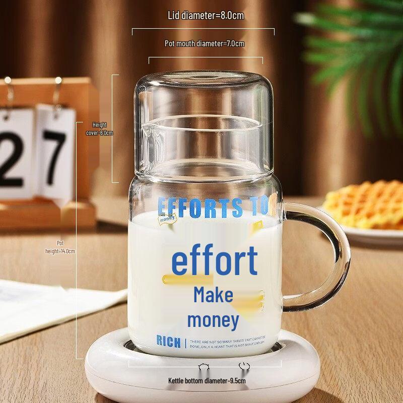 ZISIZ Large Capacity Glass Cup with Lid