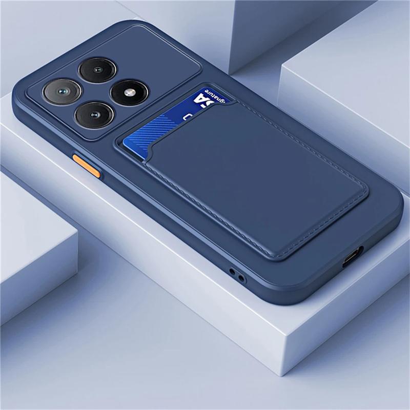 Liquid Silicone Card Holder Case For POCO X7 F6 X6 M6 X3 X5 Pro C65 F5 C55 F3 M5 X3 GT M4 X4 Pro F5 F4 X3 NFC Wallet Bag Cover