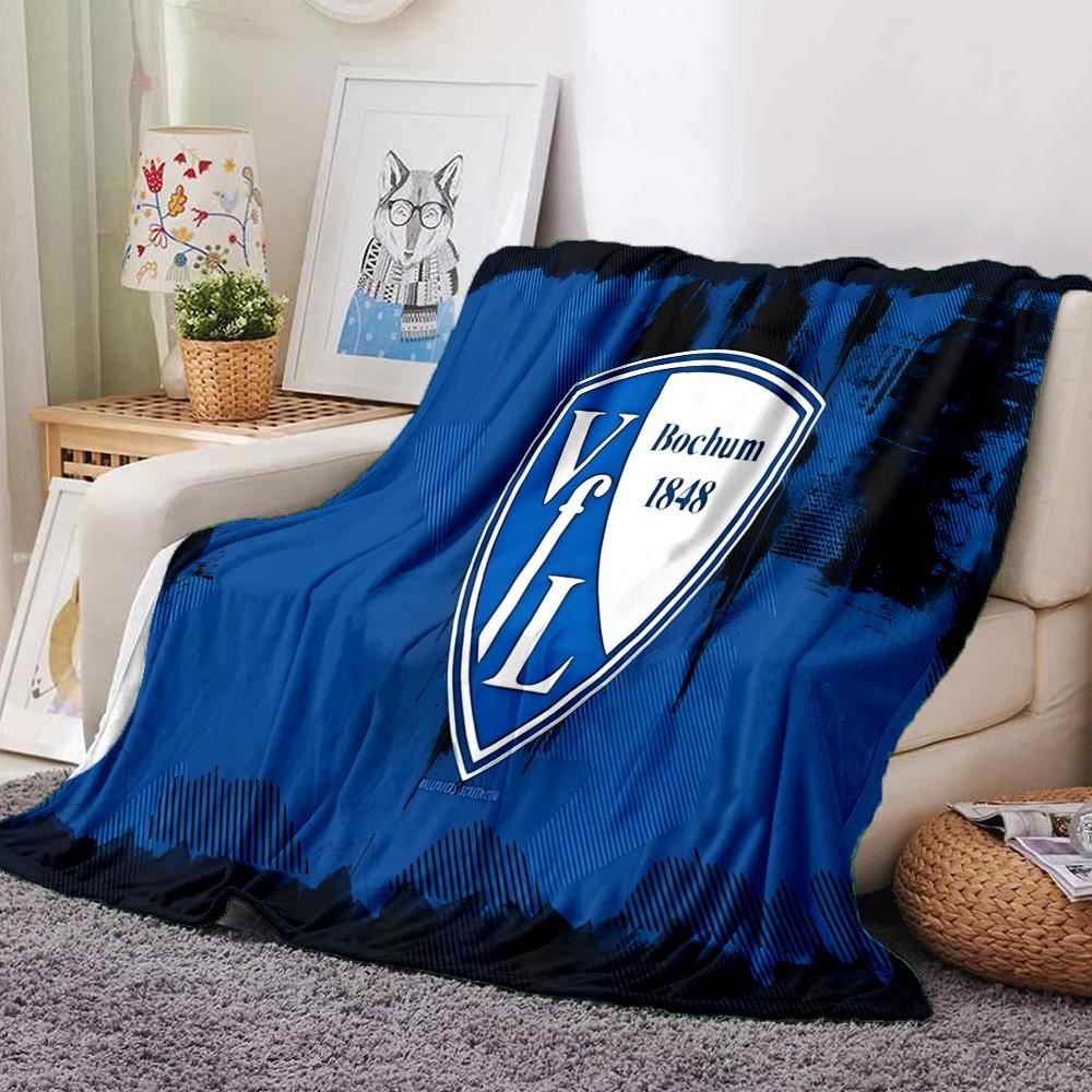 Bochum Crest Flannel Blanket, Soft Polyester, Modern Design, All-Season for Camping, Travel, Gifts for holidays or birthdays