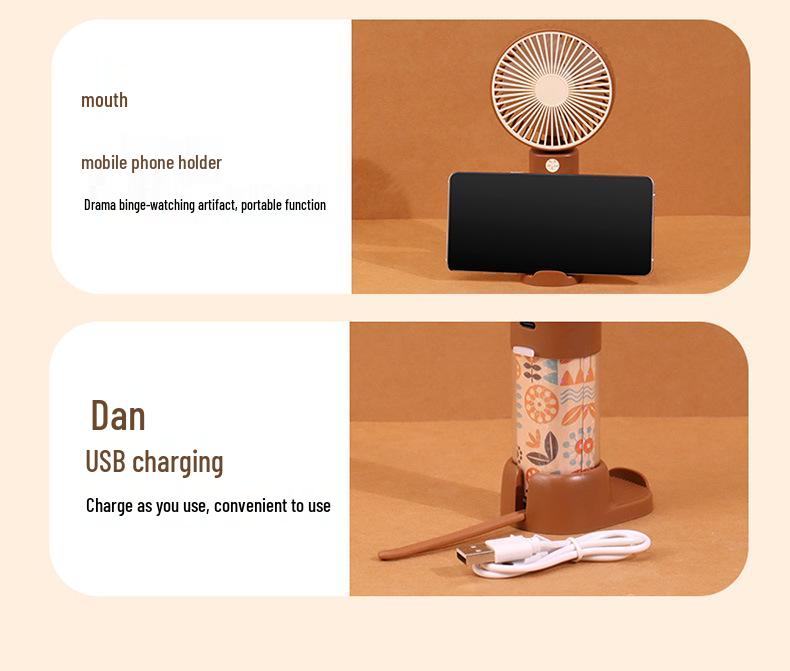 Portable USB Rechargeable Silent Phone Holder Fan