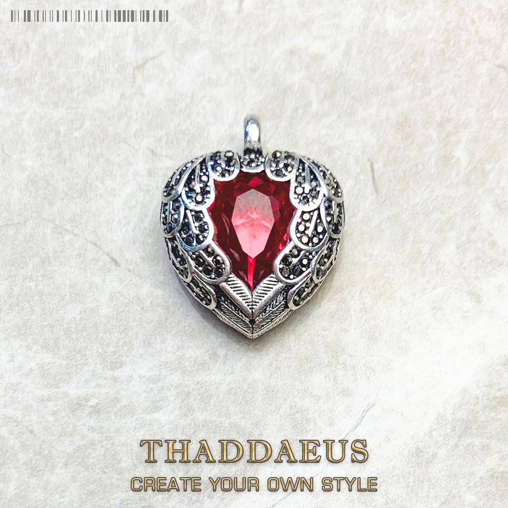 

Pendant Wings Red Heart, New 925 Silver Jewelry Europe Romantic Crystal Gift For Woman червоний
