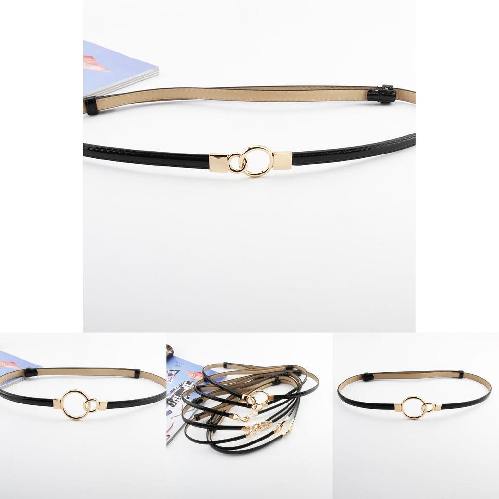 Simple Solid Color Ring Buckle Decoration Women Slim Waist Belt For Formal Office Attire