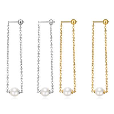 50MM Tassel Long Chain Pearl Earrings - Stainless Steel, Versatile Women's Fashion