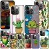 Plant Cactus Case for Apple iPhone 14 11 7 SE 2020 8 X XS 13 12 Mini XR 15 Pro Max Silicone Black Soft Phone Cover