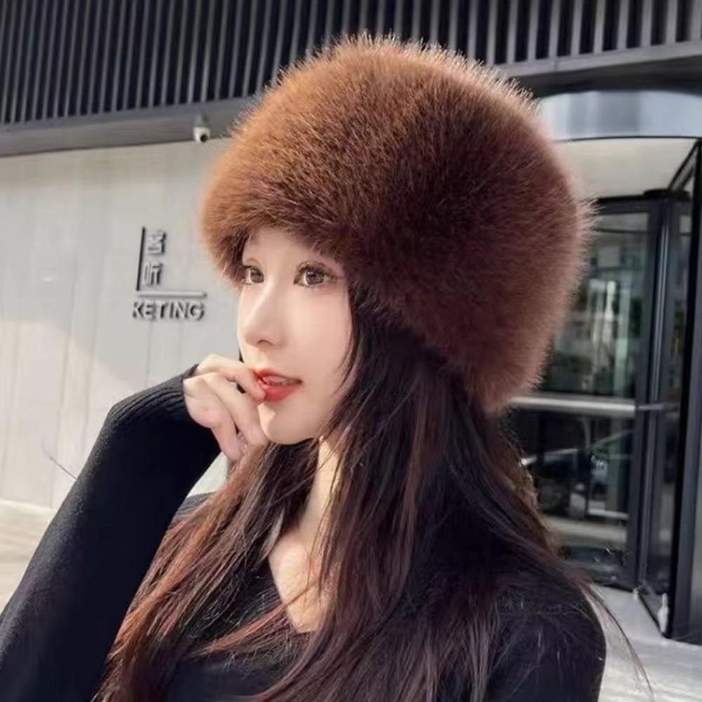 Warm Fisherman Hat Plush Mongolian Cap Fashion Snow Ski Cap  Women