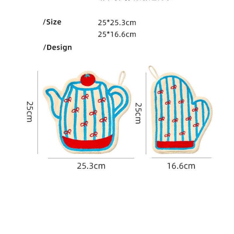 Coral Fleece Hand Towel Kitchen Bathroom Lantern Pattern Hangable Handkerchief Soft Absorbent Decorative Hanging Towel For Daily