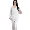 Women's Plus Size Ice Silk Pajama Set: Light Luxury Long Sleeve & Pants, Outdoor-Friendly.