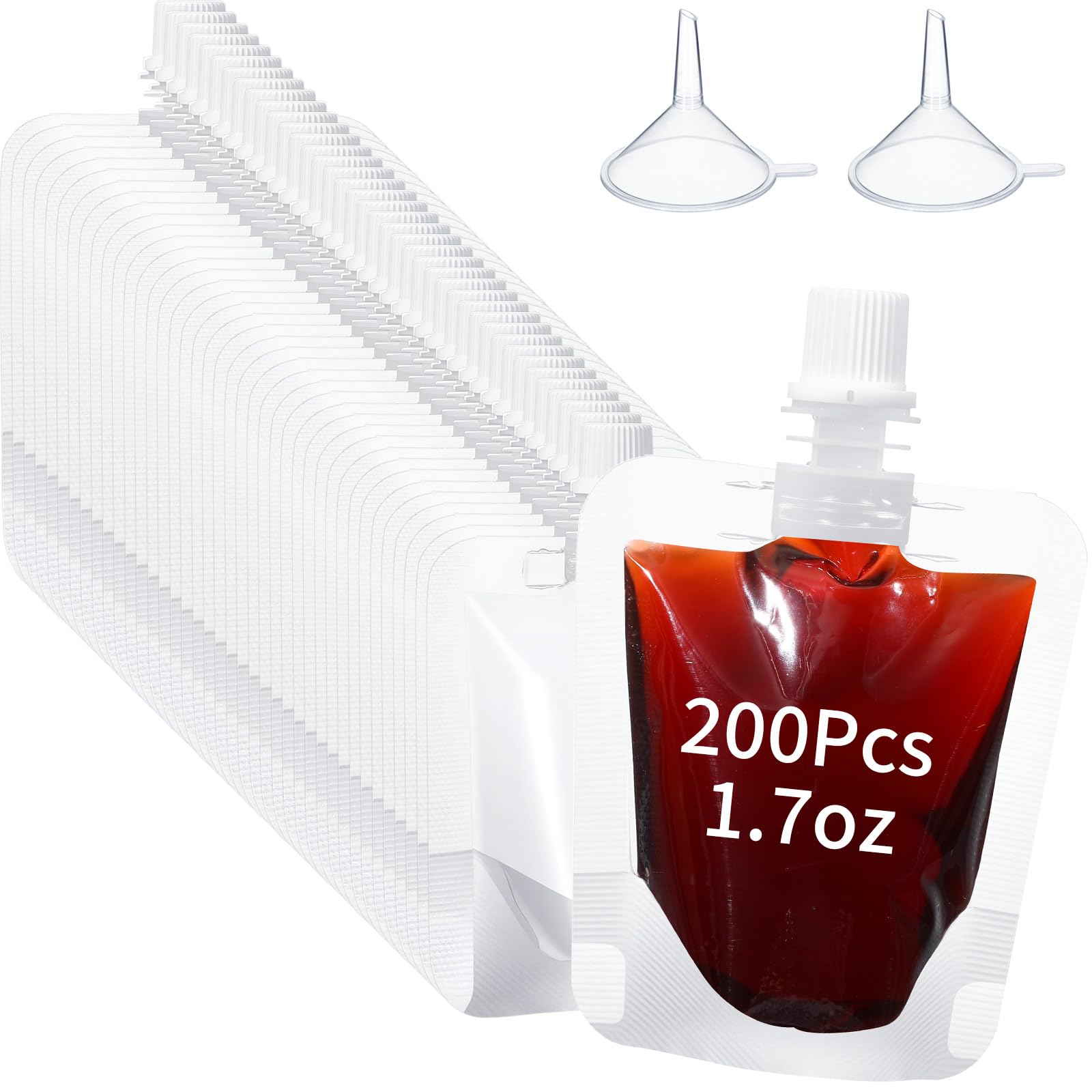 200 buc. pungă transparentă de unică folosință de 50 ml cu duză transparentă, rezistentă la temperaturi înalte și portabilă white