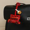 London Bus Leather Keychain With Car Cartoon Pendant For Vintage Bag Decor