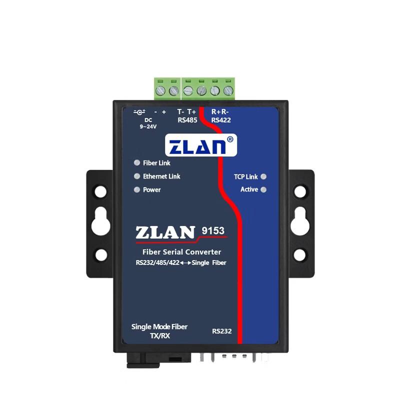 ZLAN Industrial RS485/232/422 Serial to Fiber Optic Transceiver