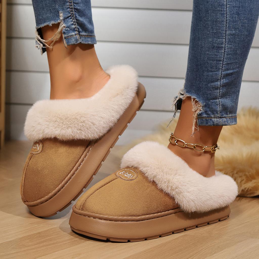 Ladies, Home, Cotton Slippers, Warm Shoes, Thick Shoes, Couple Shoes, Half Pack Heels, Casual Shoes