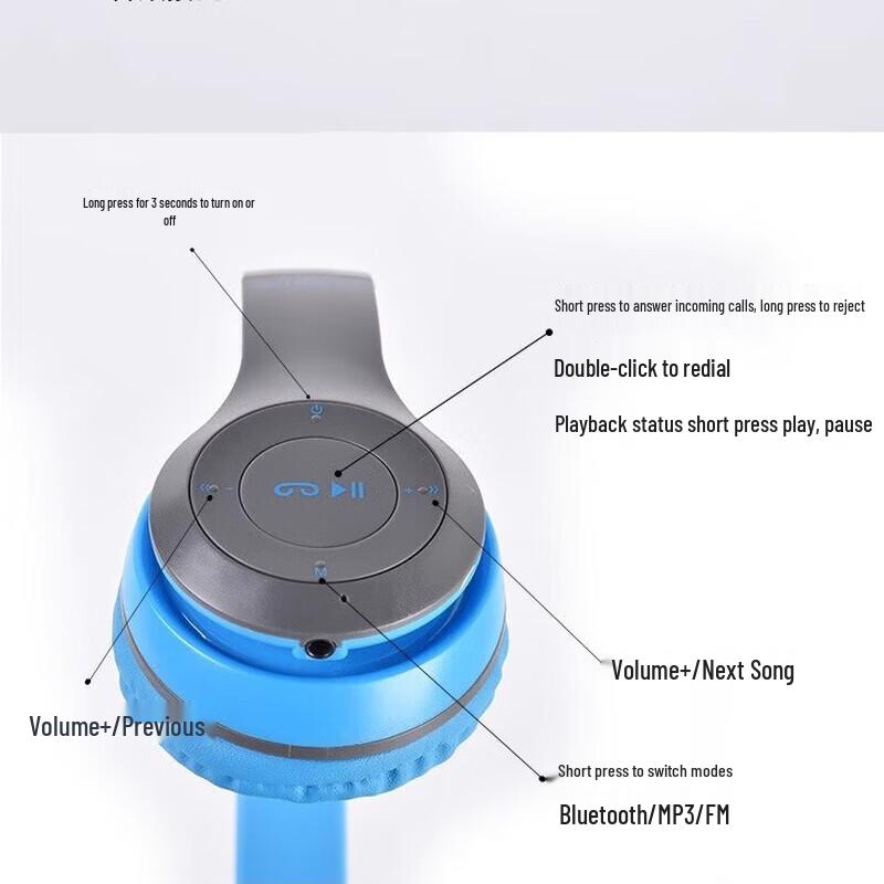 Bluetooth Over-Ear Wireless Headset P47: Foldable, Sports Design, Heavy Bass, Card Slot, Comfortable Fit.