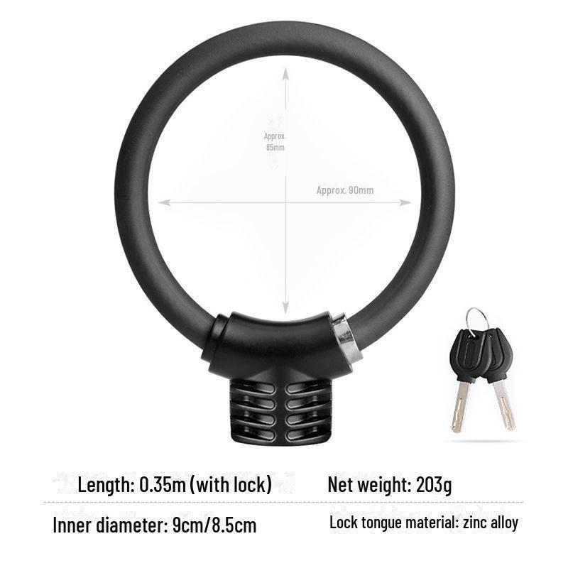 Universal Bike Lock: Anti-Theft Password Lock for Mountain Bikes & E-Bikes, Leather Ring, Portable Thick Cable Lock, Durable & Secure.