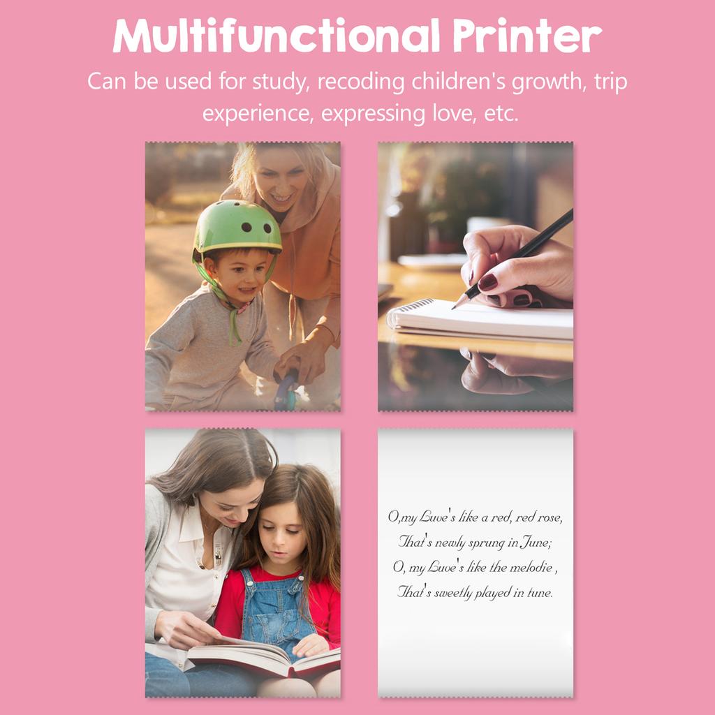 Mini imprimantă portabilă de buzunar Imprimantă termică BT cu hârtie de imprimare termică Cablu USB pentru notă