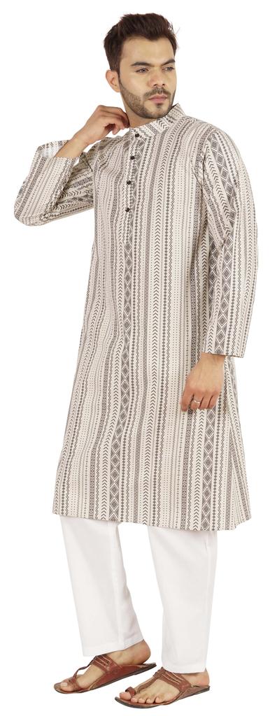 Atasi Designer Kurta For Men  s Printed Chinese Collar Summer Ethnic Party