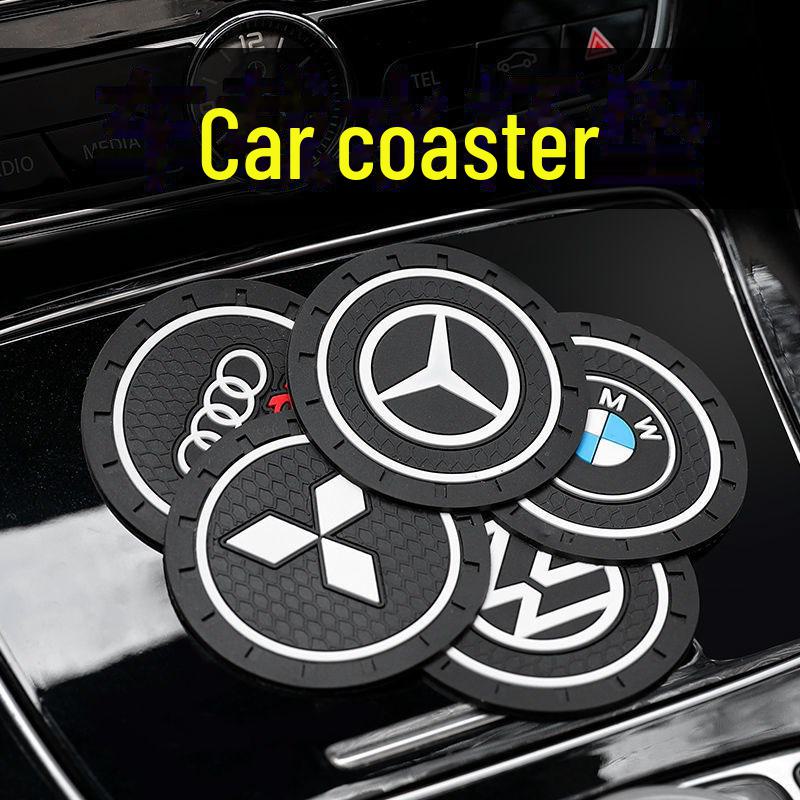 Cartoon Car Logo Cute Anti-Slip Silicone Coaster Mat with Card Slot