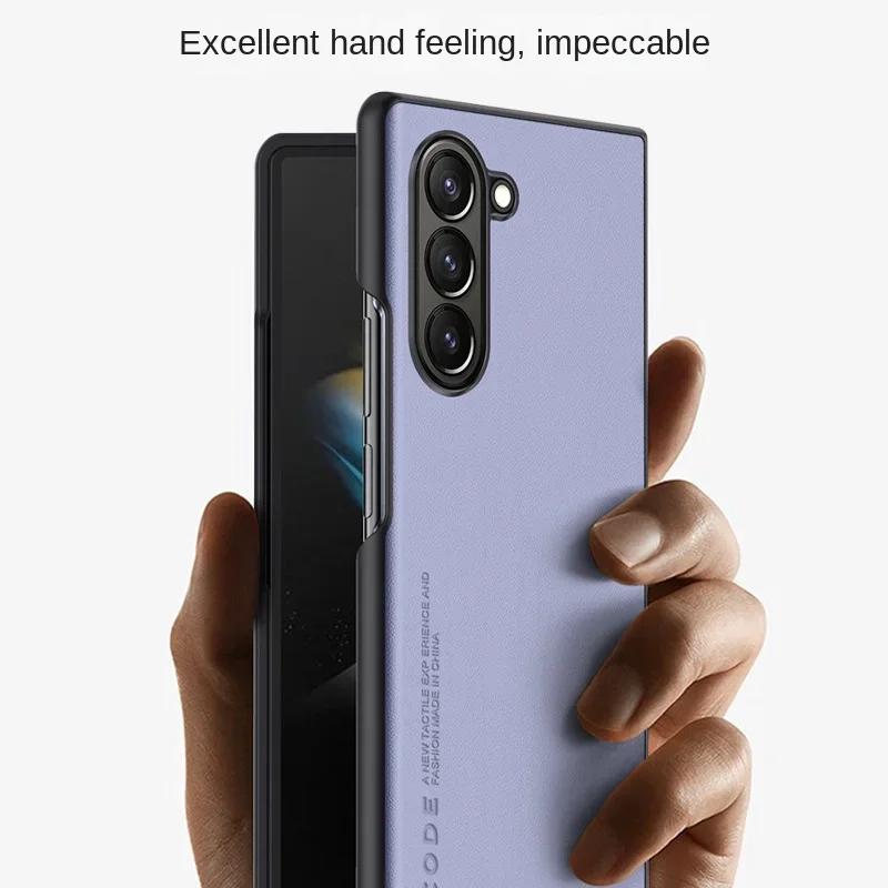 Carbon Fiber PU Leather Phone Case for Samsung Galaxy Z Fold 6 5 4 3 Fold6 Fold5 Fold4 Fold3 5G Hard Plastic Shockproof  Cover