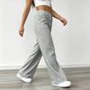 Pantalon Casual Rayé Ample à Taille Serrée Jambes Larges pour Femme avec Poches pour un Port Quotidien Confortable