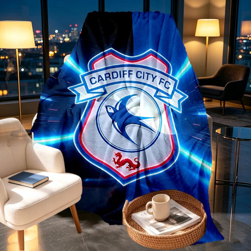 Cardiff City FC Print Blanket - Soft & Comfortable, for Bedroom, Travel, Sofa, Home Decoration - Birthday Christmas Gift for Friend
