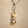 Portable Travel Keychain Designed with Lightweight Woven Gourd and Tassels Detail Handmade Keyring Accessory