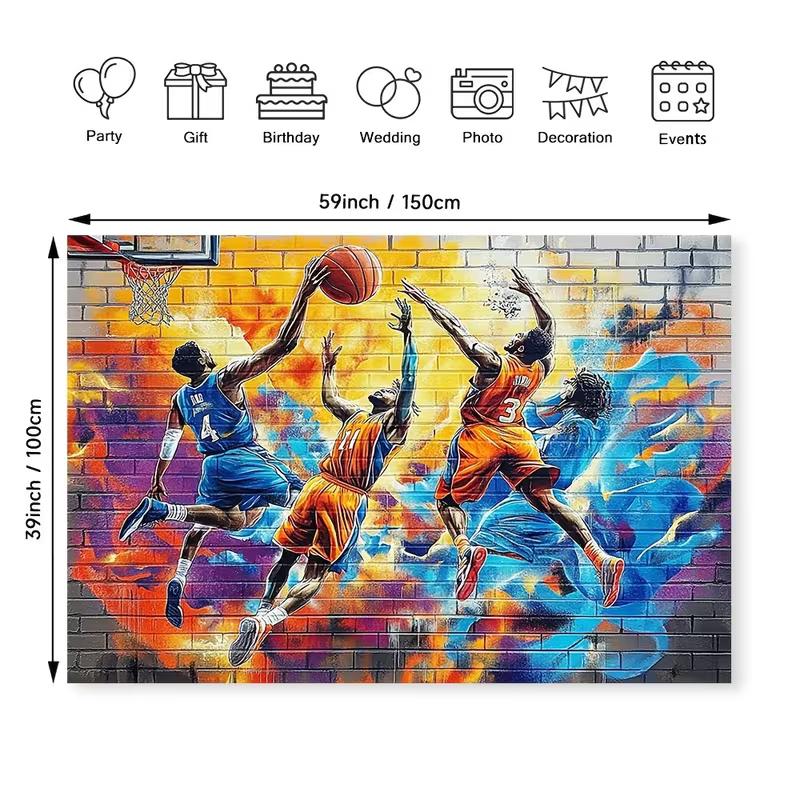 Sfondo 2D Street Art Urbana Giocatore di Basket Stile Hip Hop Graffiti per Servizio Fotografico Bambini