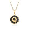 English letter oiled necklace, European and American trend titanium steel chain, round gold letter pendant collarbone chain
