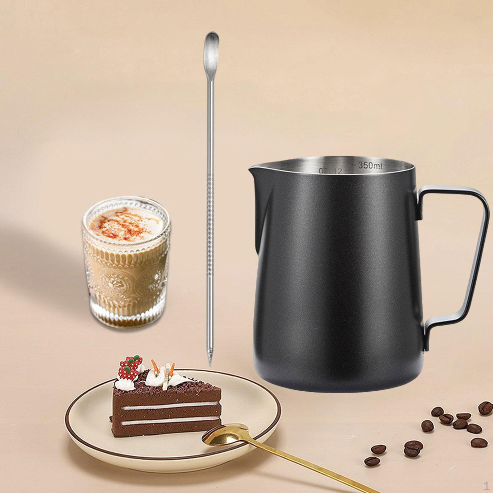 

12/350 мл кувшин для вспенивания молока, эспрессо, кофе, дымящаяся ручка для декоративного искусства, нержавеющая сталь чёрный
