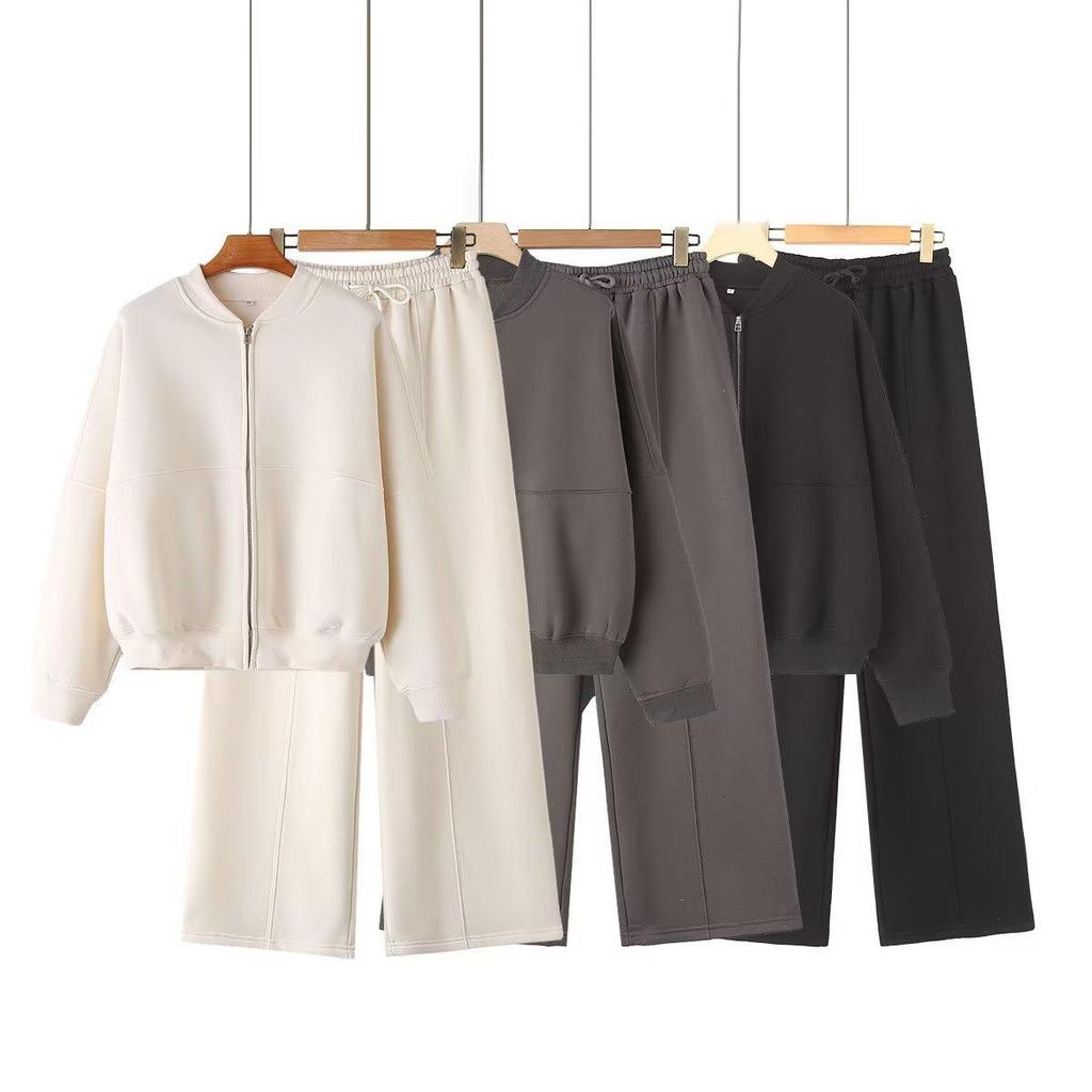 Dámské teplákové soupravy 2dílný outfit Oversize Zipové mikiny Set Dámské Jogger Rovné tepláky Tepláková souprava