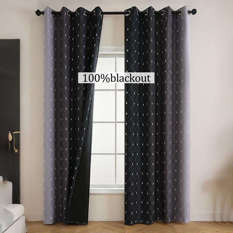 Full Blackout Curtain Finished Product Sunscreen Heat Insulation Balcony Bedroom Living Room Gradual Change No Punching Opaque
