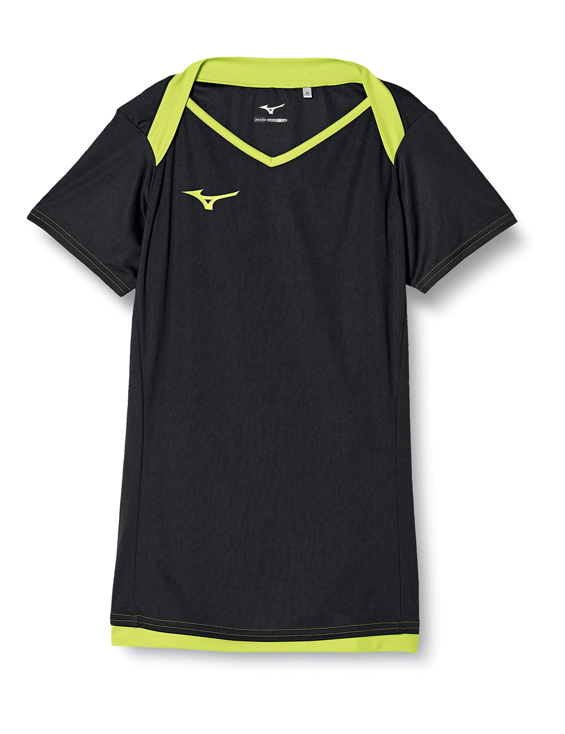 

Mizuno Women s Volleyball Practice Shirt, Short Sleeve, Moisture-Wicking, Quick-Drying, Deodorizing, Game Wear, V2MA8283, Size 94, Black x Lime Green,