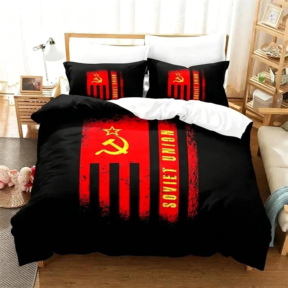 Set lenjerie de pat Republica Socialistă Sovietică URSS Steag Roșu Dimensiuni Single Twin Full Queen King Set de pat Aldult Copil Seturi Dormitor