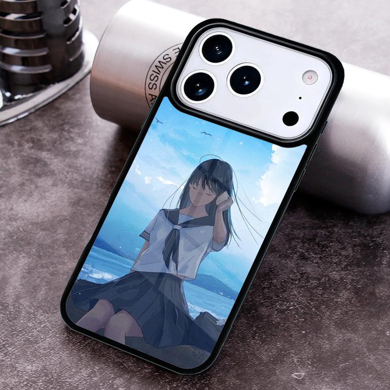Sad Japanese Anime Phone Case For iPhone 17,16e,15,14,13,12,11,Mini,Pro,MAX Soft Silicone Cover