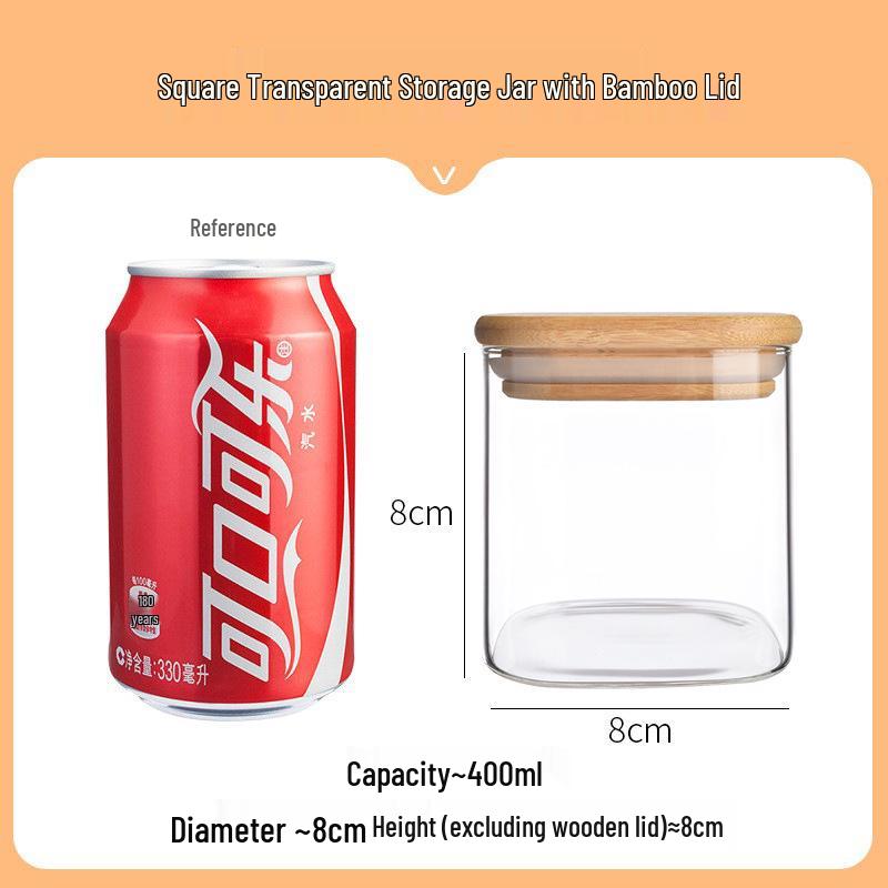 Square Moisture-Proof Glass Jar with Lid for Tea and Spices - New Style Storage Solution