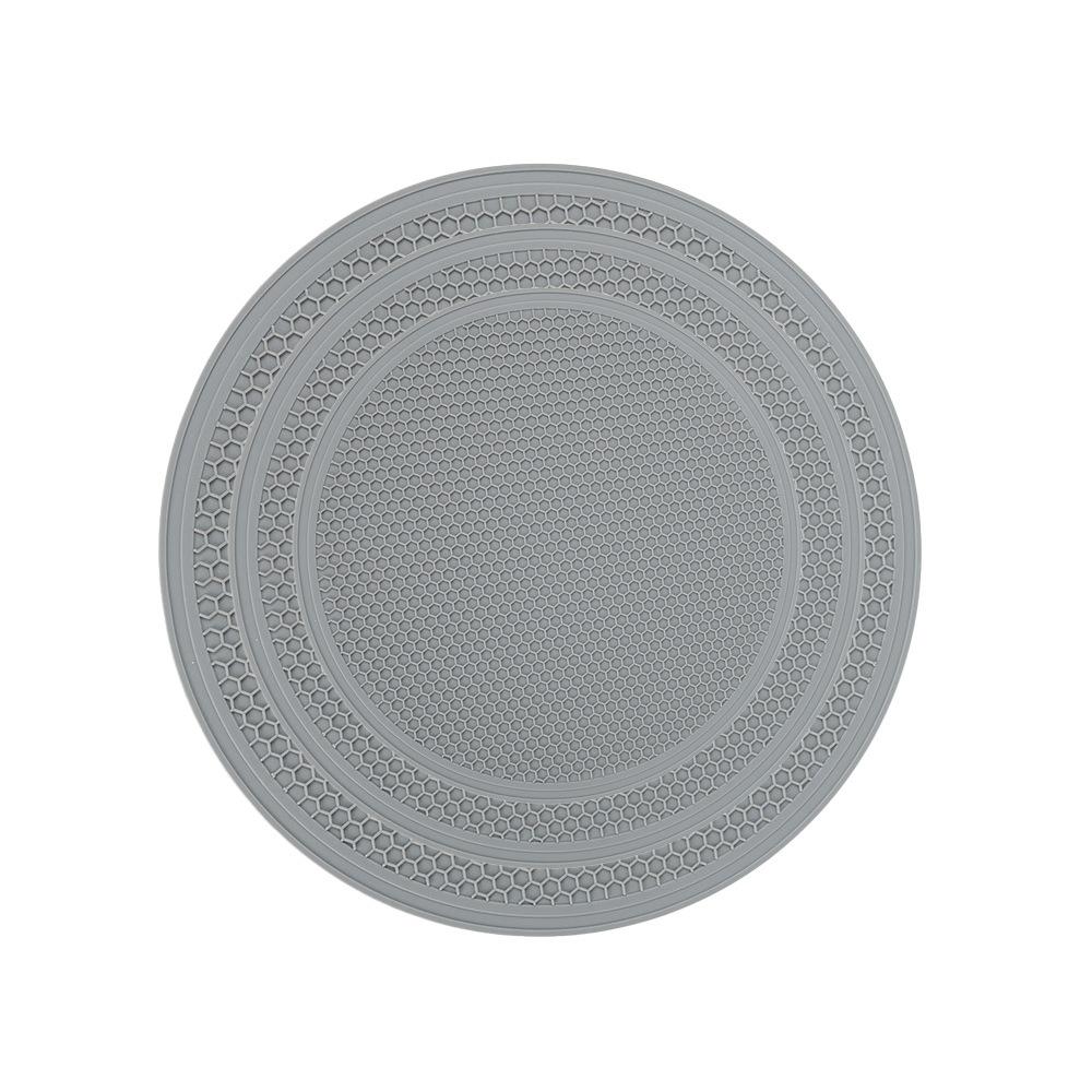 

Extra-large round honeycomb silicone placemat household anti-scalding and anti-slip mat thermal insulation pot mat L&Round серый