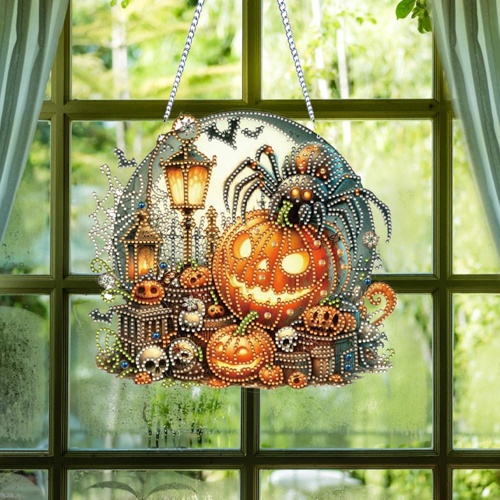 

Halloween Pumpkin 2D Flat DIY Rhinestone Diamond Art Window Pendants Special Shape Double-Sided Pattern Wall Door Decoration China Mainland