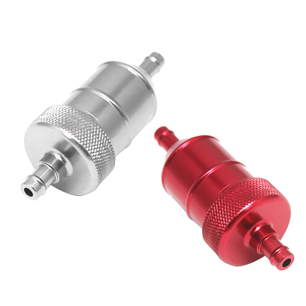 2 Pieces 8mm Aluminium Inline Fuel Petrol Diesels Filter White