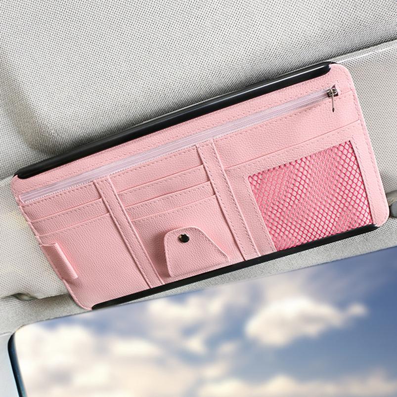 Portable Car Visor Organizer Sunshade Panel Pouch Wallet CD 1Pc Sun Holder Storage Leather