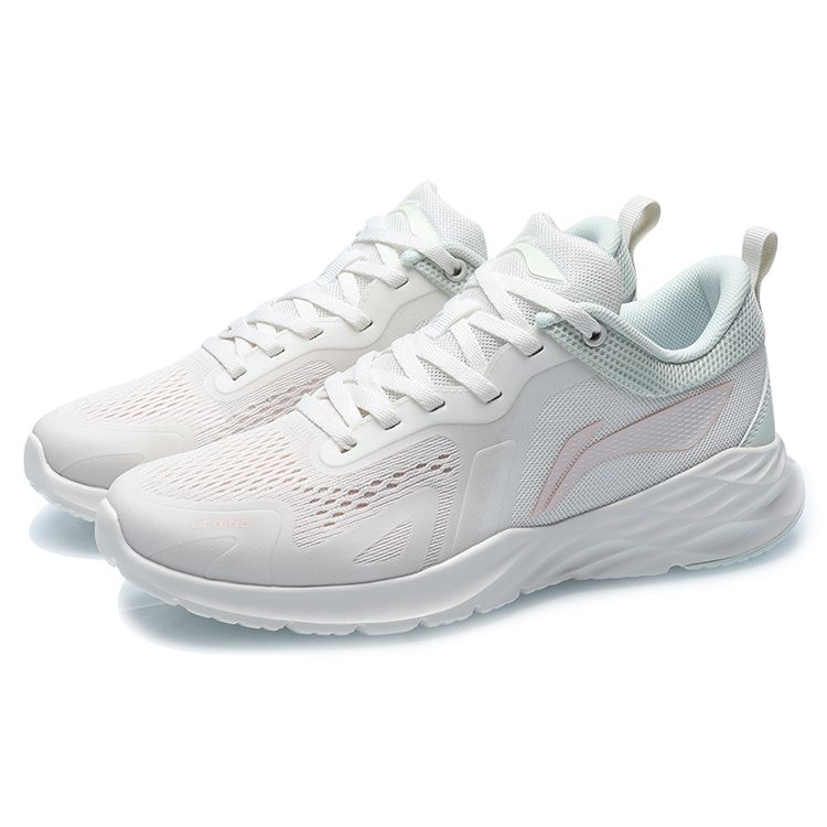 Li Ning Non-Slip Shock Absorbing Durable Low-Top Running Shoes Women Sneaker White Green ARHR120-2