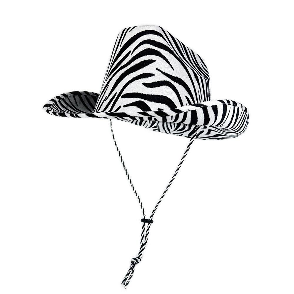 Cappello alla bombetta regolabile con stampa zebra, tigre, leopardo, cappello per cosplay, cappello da cowboy western alla moda
