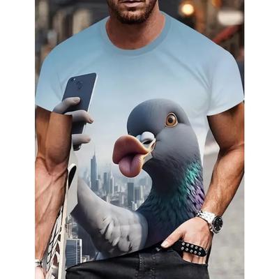 Summer Interesting Animal 3D Printed Men's T-shirt Loose Breathable Large Size Short Sleeved T-shirt