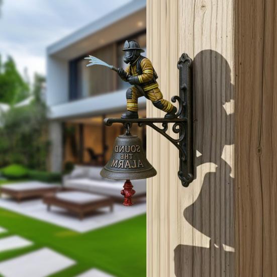 Salute To Firefighters Doorbell Weather-proof Vintage Metal Sound The Alarm Door Bell Home Office Entrance Decorative Welcome Bell
