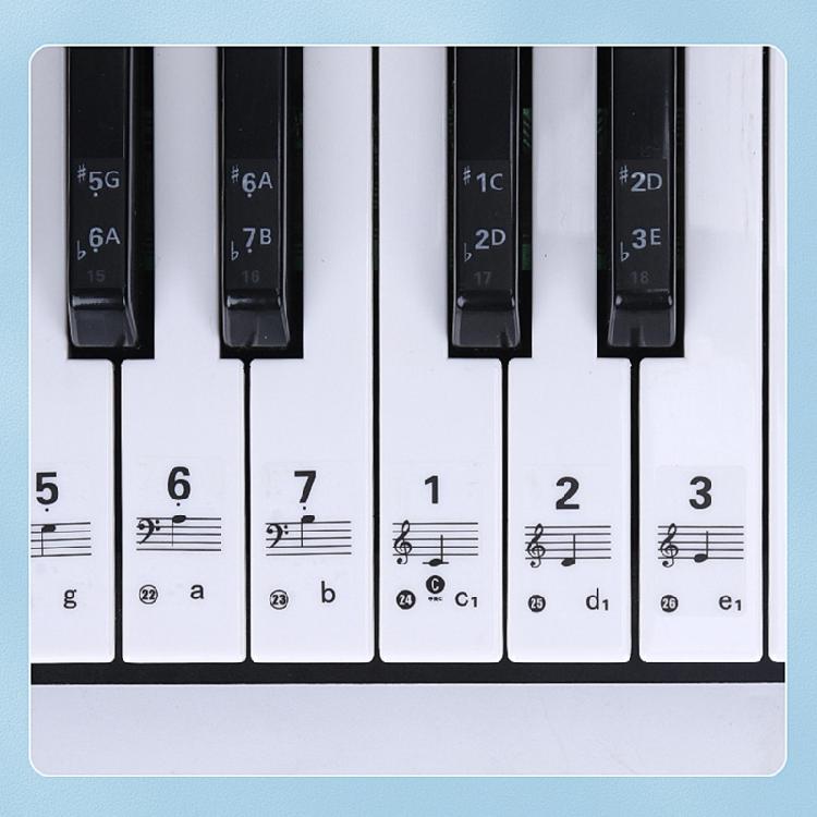Piano Keyboard Stickers Colorful Bigger Letter Removable for 88/61/54 Key