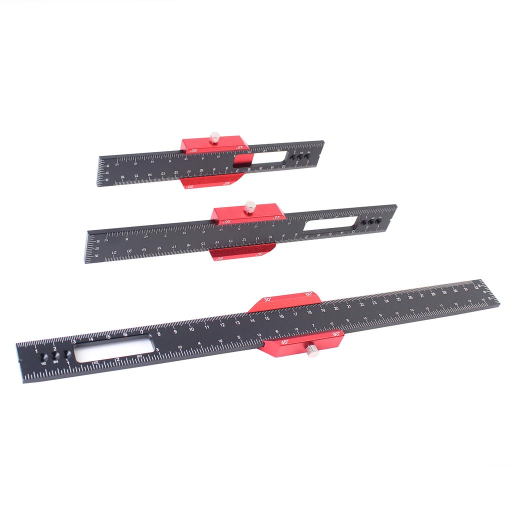 3Pcs Woodworking Ruler, Precision Pocket Rulers, Adjustable Scribing Ruler Metric/Inch Metal Slide Stop Marking Square Ruler