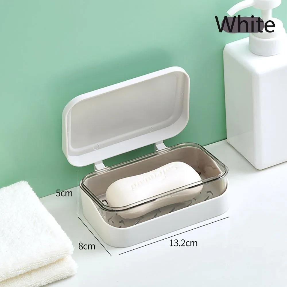 Case Simple Transparent Flap Drainage Box Bathroom Toilet Waterproof Soap Box Dormitory Travel Large Soap Dish Kawaii Bathroom