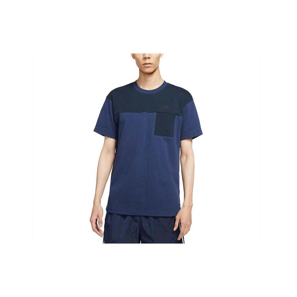 Nike Sports Casual Breathable Spliced Short Sleeve T-Shirt Men Tops Navy DD4743-410