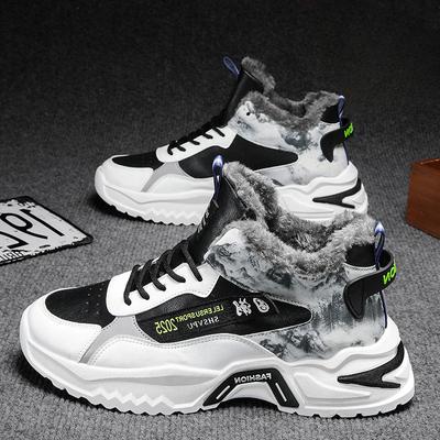 Fashion Winter New Velvet Warm Casual Sports Men's Shoes Thick Soled Height Increasing Sports Shoes for Men