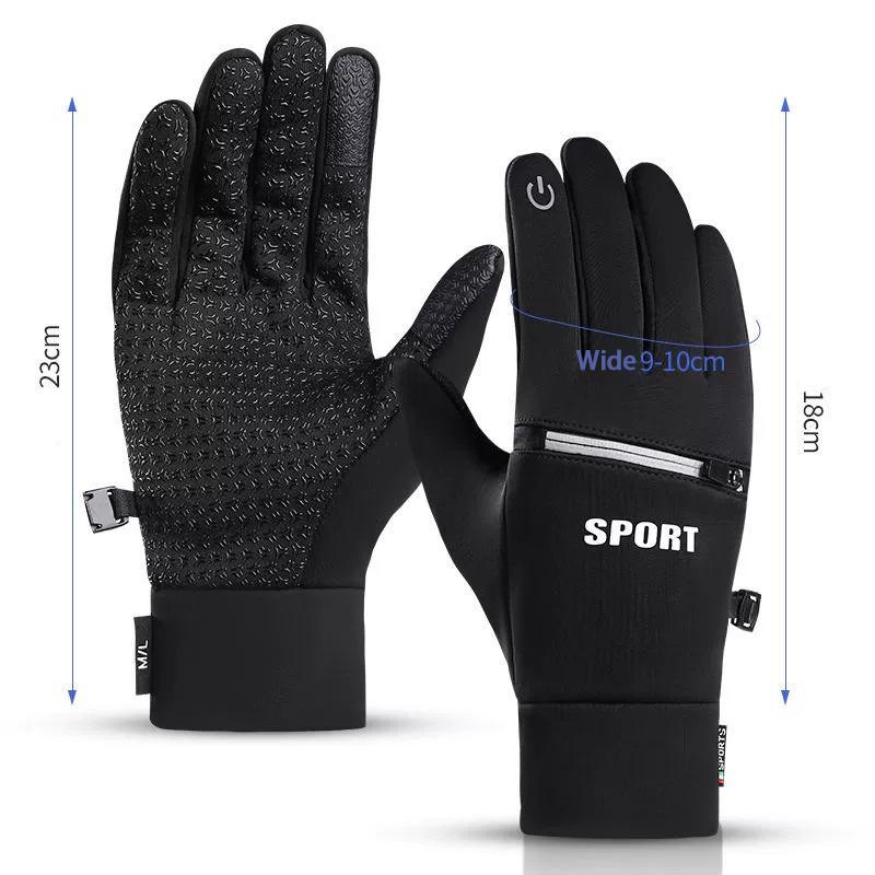 Pocket Zipper Windproof Warm Gloves for Cycling Skiing Climbing Equipment Touch Screen Warm Waterproof Thick Full Finger Gloves