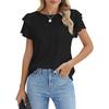 Women's Formal Casual Summer Pleated Short Sleeved Round Neck Top Business Work Shirt
