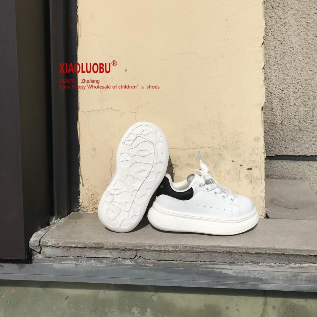 Children's Spring 2026 McQueen White & Black Tail Casual Shoes for Boys and Girls