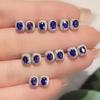 Huitan Noble Navy Blue Cubic Zirconia Stud Earring for Lady Fashion Versatile Ear Piercing Women Earrings Sparkling  Gift